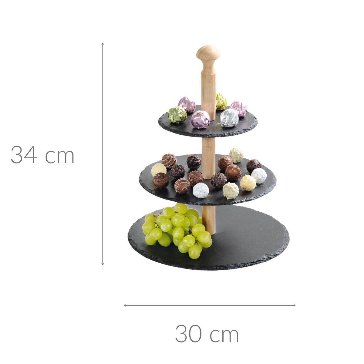 Patera 3-poziomowa, łupek kamienny, Kesper