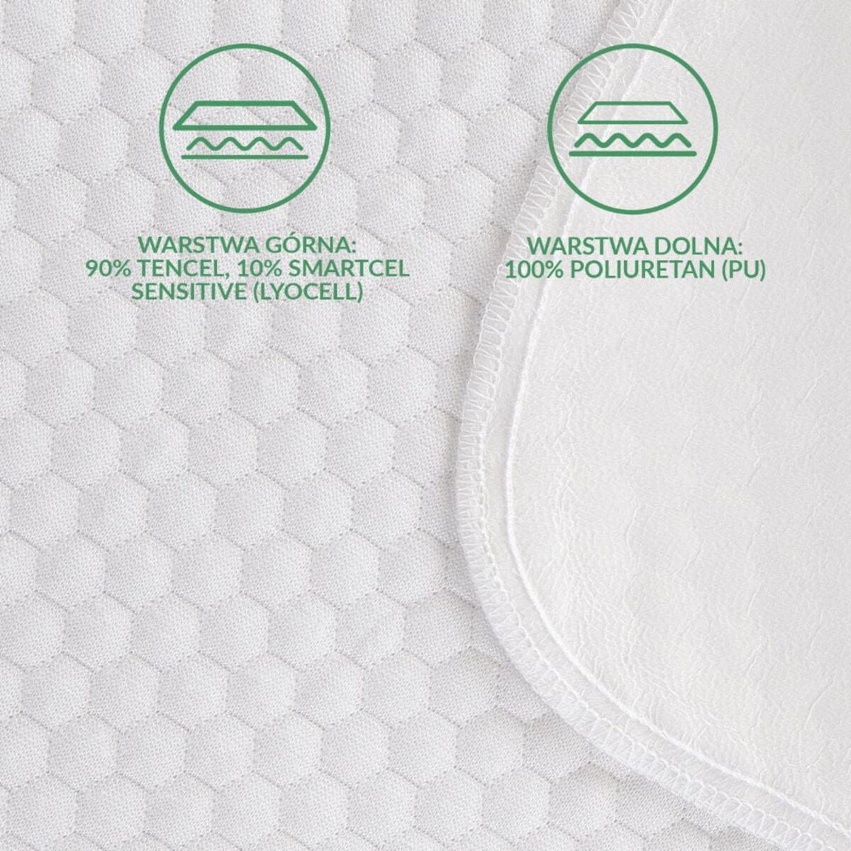 Ochraniacz na materac wodoodporny, rozmiar 100x200 pikowany SOFT-TOUCH kolor biały