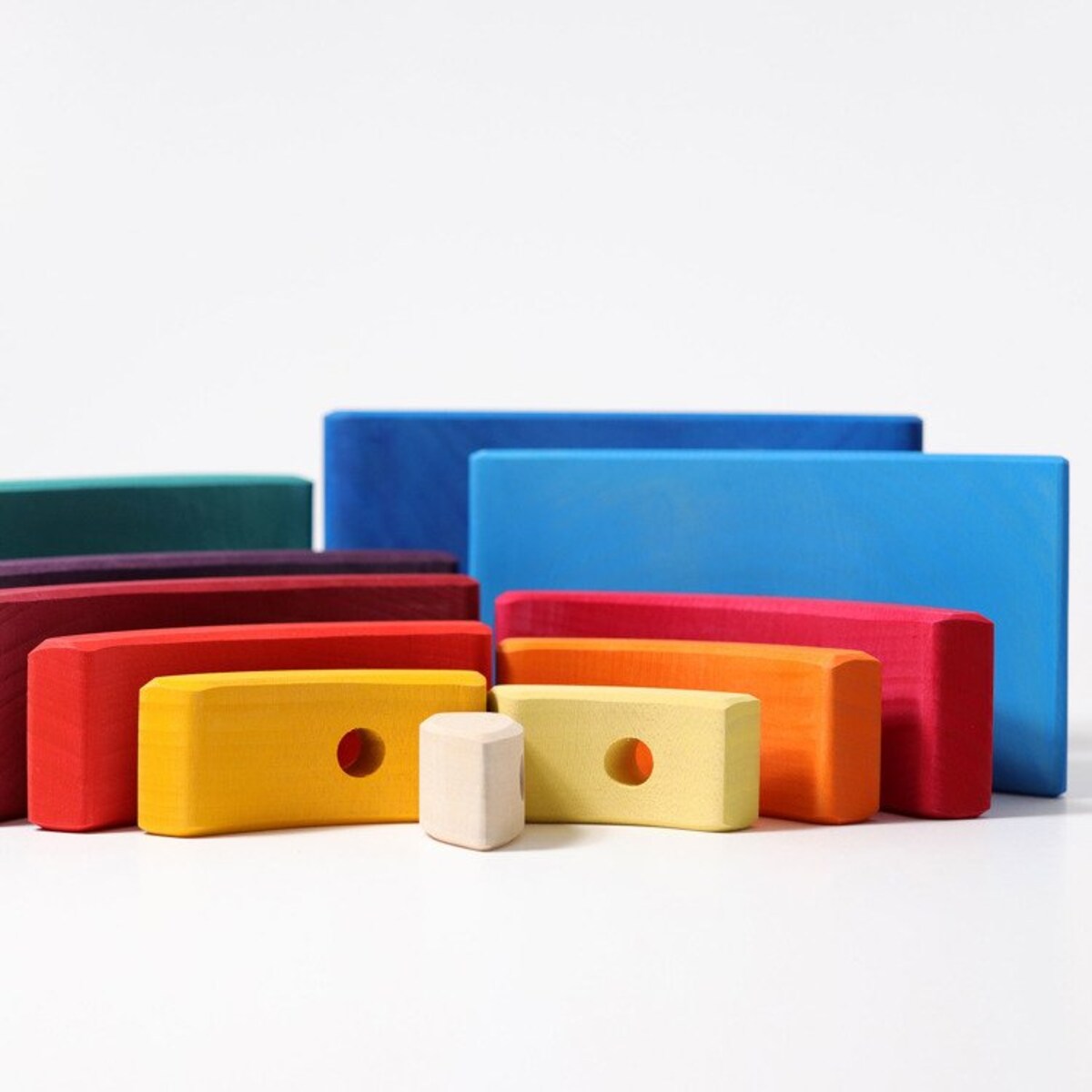 Wieża drewniana dla dzieci Łódka - klocki Grimm's kolorowe 1+