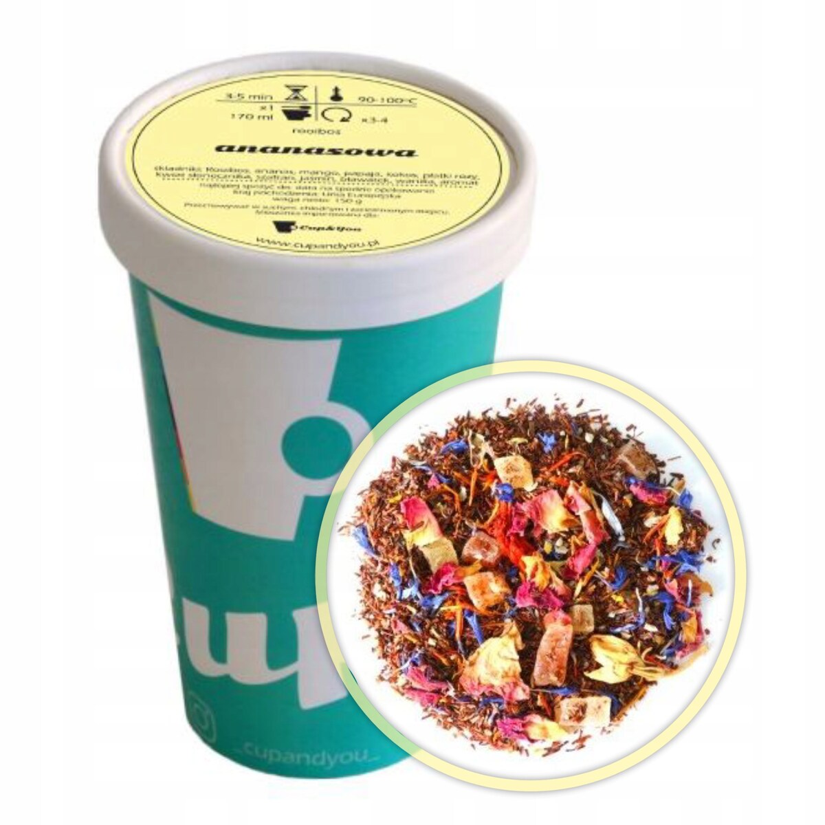 Najlepsza sypana herbata czerwonokrzew Rooibos ANANASOWA wanilia mango 150g