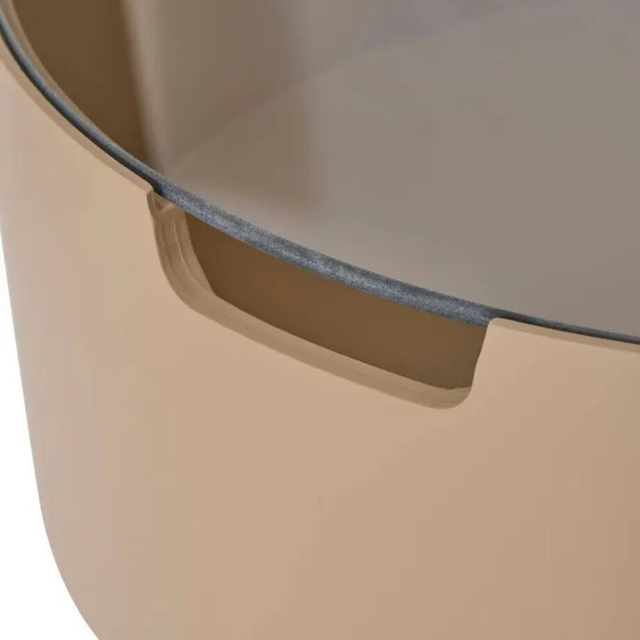 Stolik pomocniczy, boczny, Ø45 cm, MDF, kawa z mlekiem, Karun