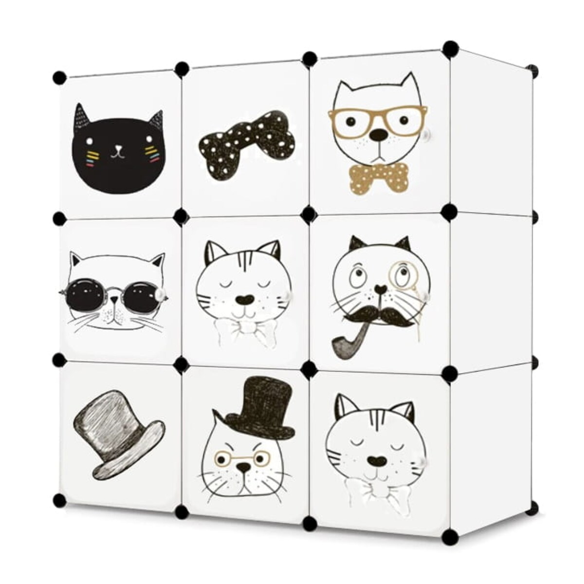 Szafka Modułowa Na Zabawki Dziecięca 9X Biała Kotki