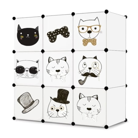 Szafka Modułowa Na Zabawki Dziecięca 9X Biała Kotki