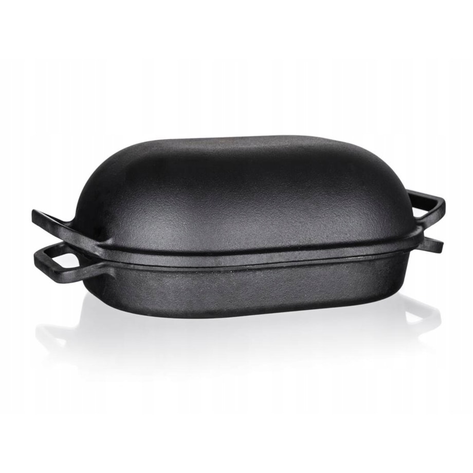 BRYTFANKA CZARNA ŻELIWNA duża do pieczenia 7 L podwójna z żeliwa garnek