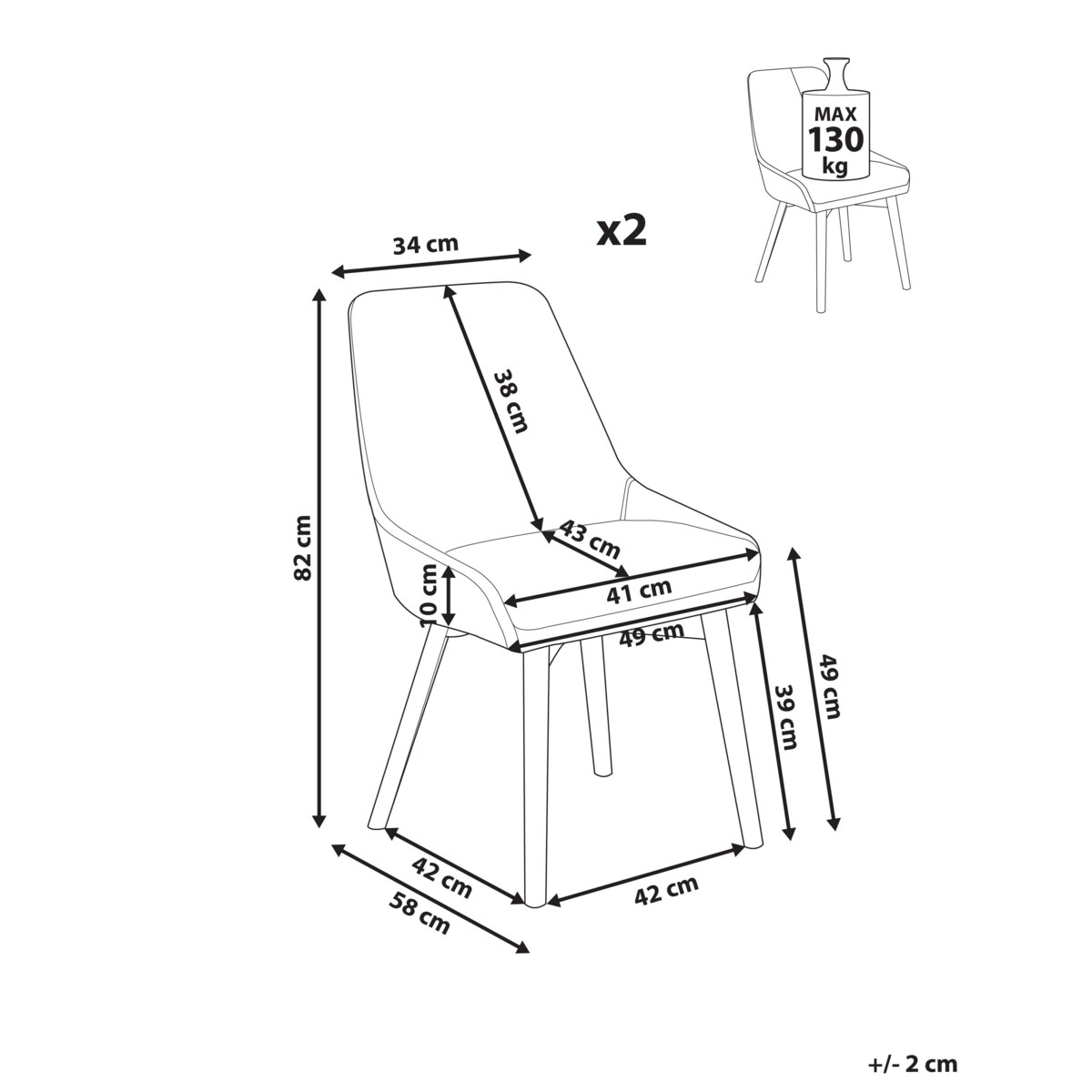 Zestaw 2 krzeseł do jadalni MELFORT II Błękitny