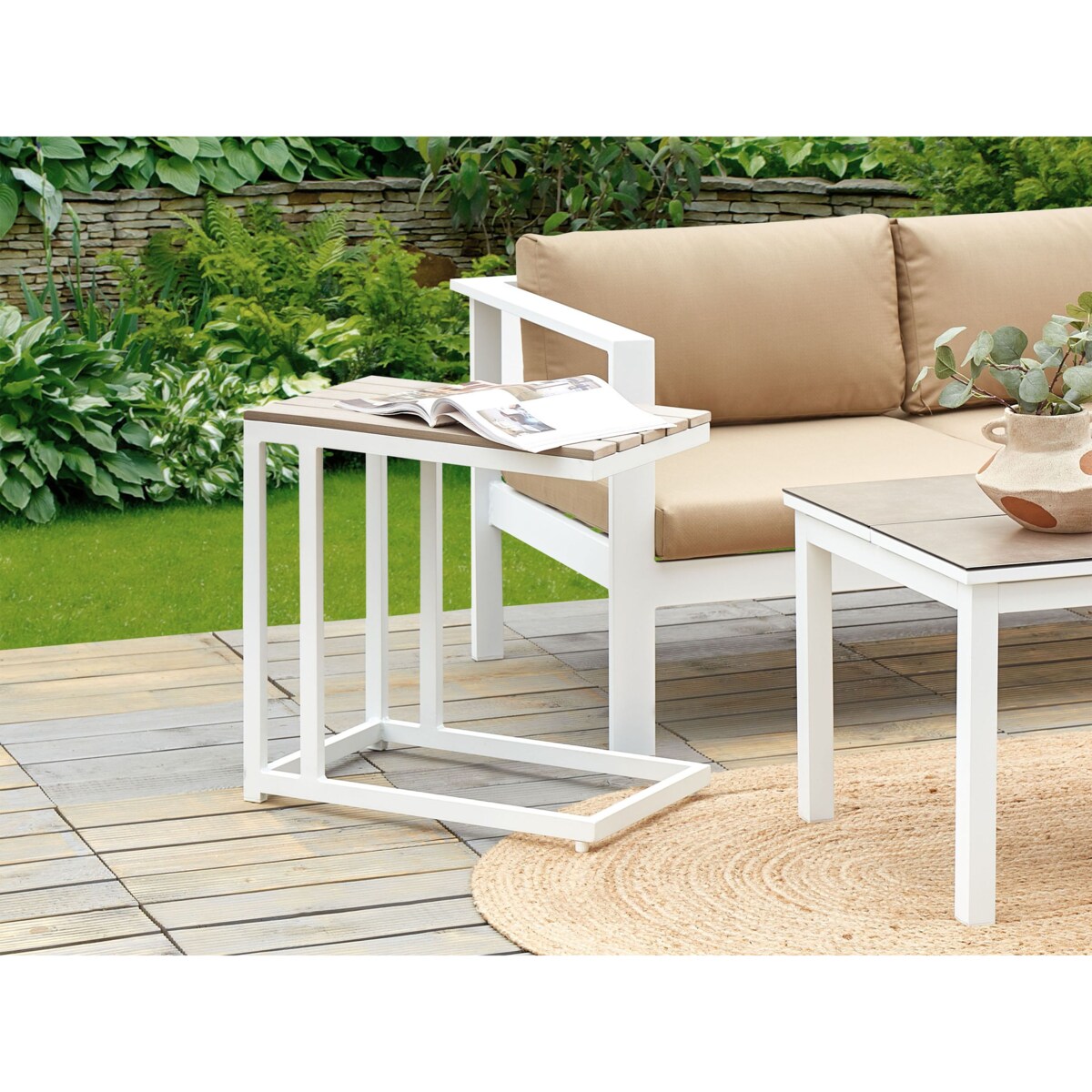 Stolik ogrodowy MESSINA 60 cm 35 cm Biały