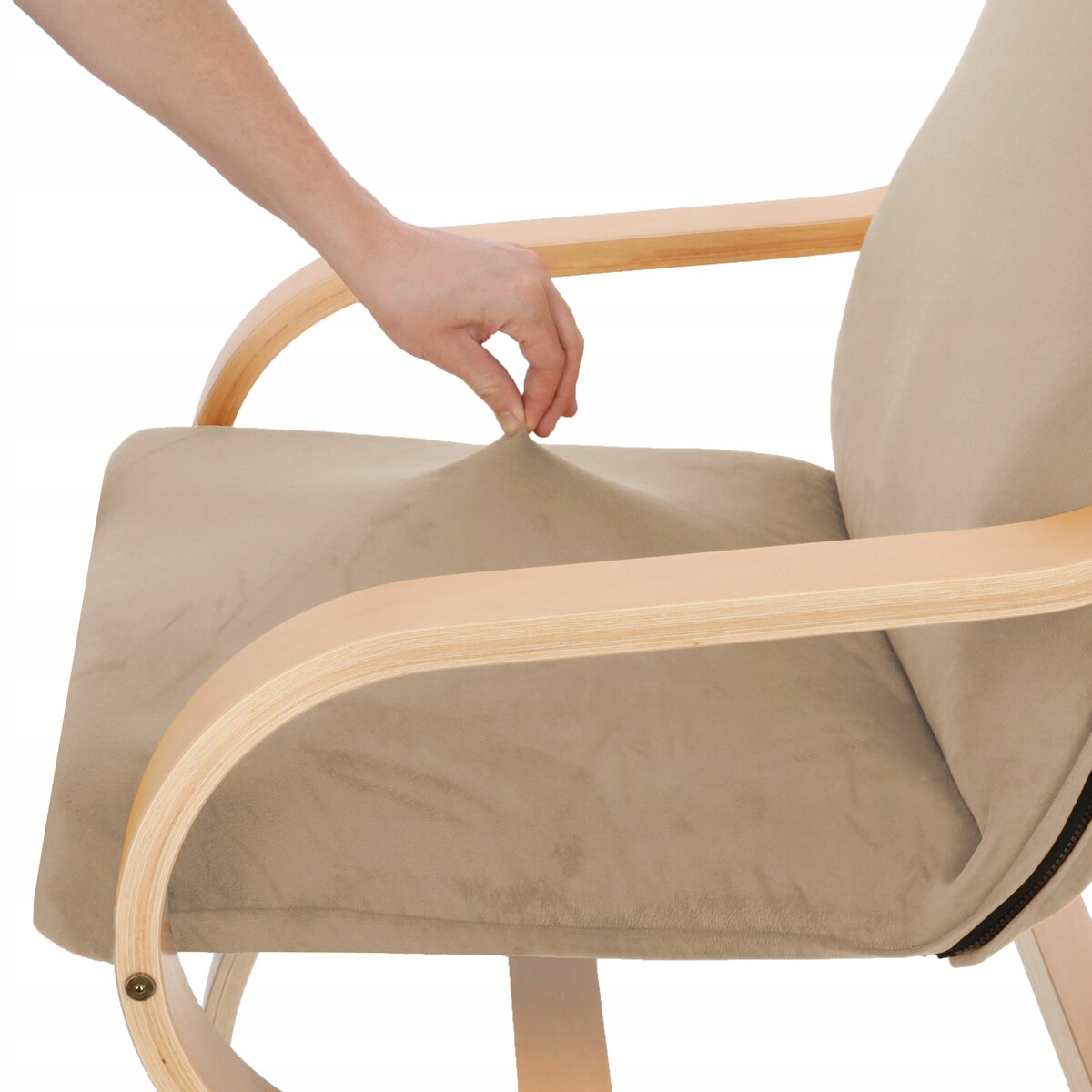 Pokrowiec Na Fotel Finka Beż Cappuccino Welur Elastyczny