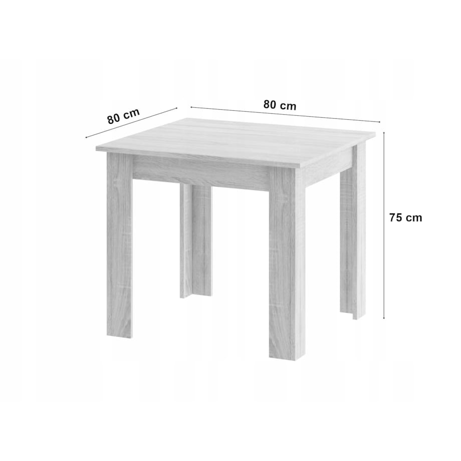 Zestaw Stół Do Jadalni Kuchni Salonu Biura Kwadratowy 80X80 Dąb Sonoma + 4 Krzesła Osaka Białe