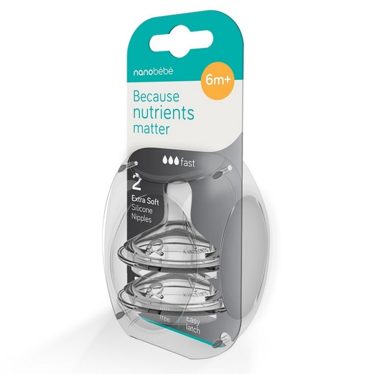 Smoczek silikonowy na butelkę Nanobebe - szybki przepływ - 2 szt.