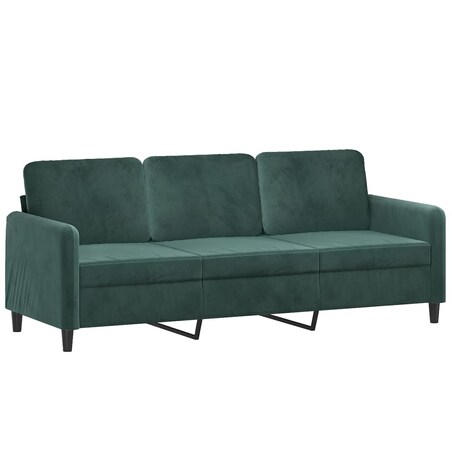 vidaXL Sofa 3-osobowa, ciemnozielony, 180 cm, obita aksamitem