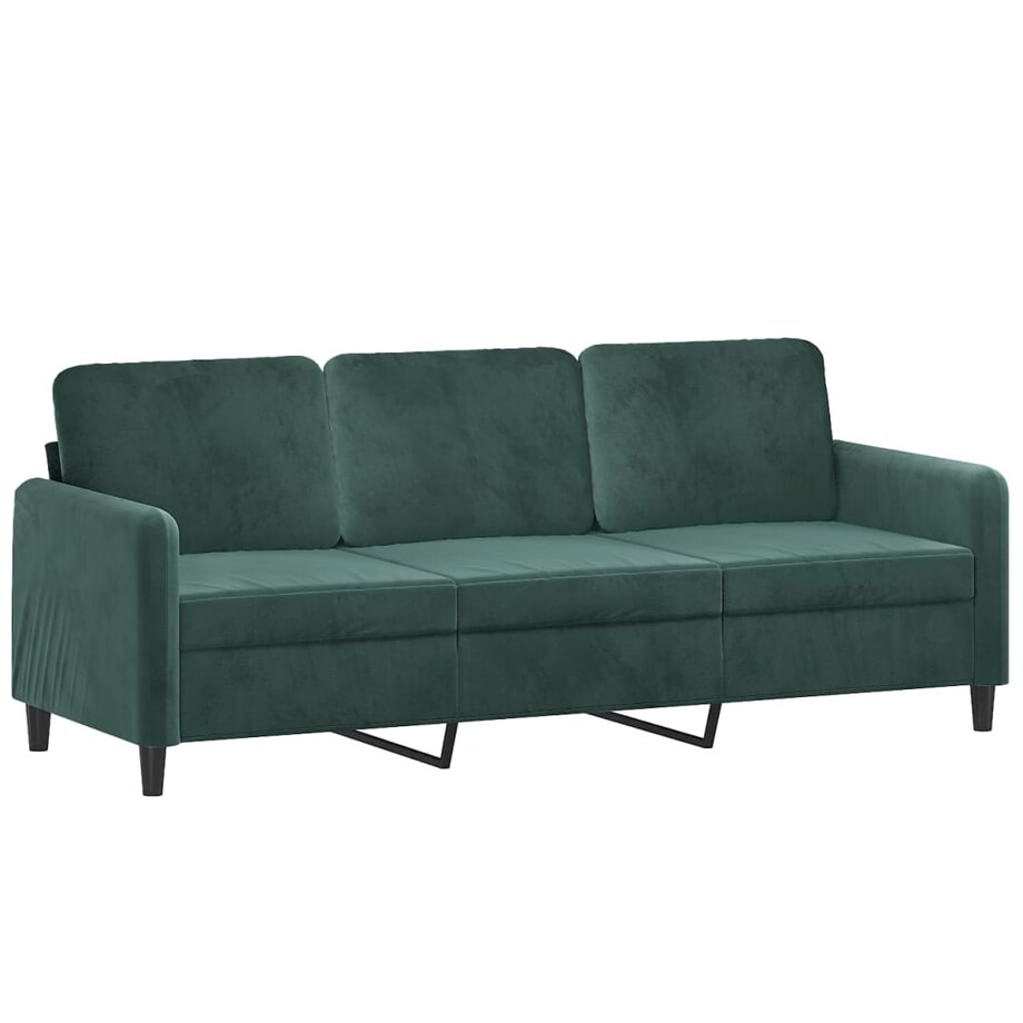 vidaXL Sofa 3-osobowa, ciemnozielony, 180 cm, obita aksamitem