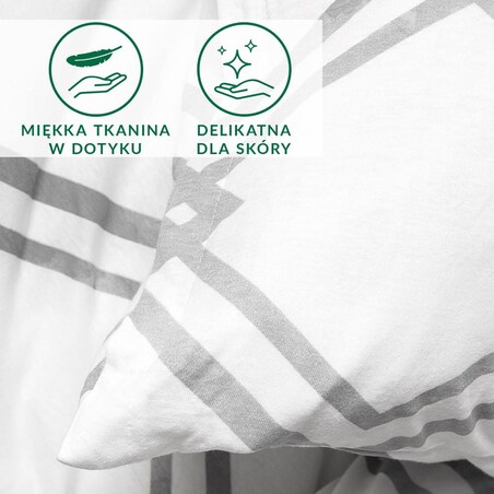 Pościel bawełniana 220x200 Kratka szara, biała z dzianiny jersey