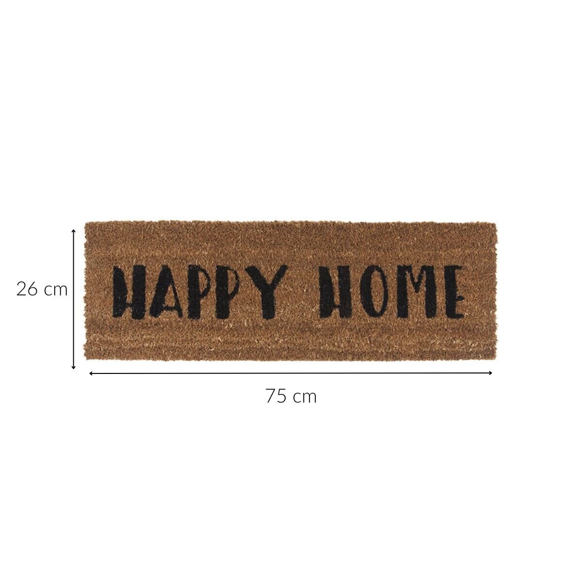 Wycieraczka pod drzwi z włókna kokosowego HAPPY HOME, 75 x 26 x 2 cm