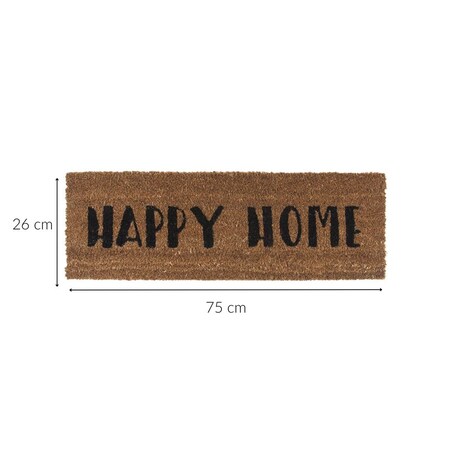 Wycieraczka pod drzwi z włókna kokosowego HAPPY HOME, 75 x 26 x 2 cm