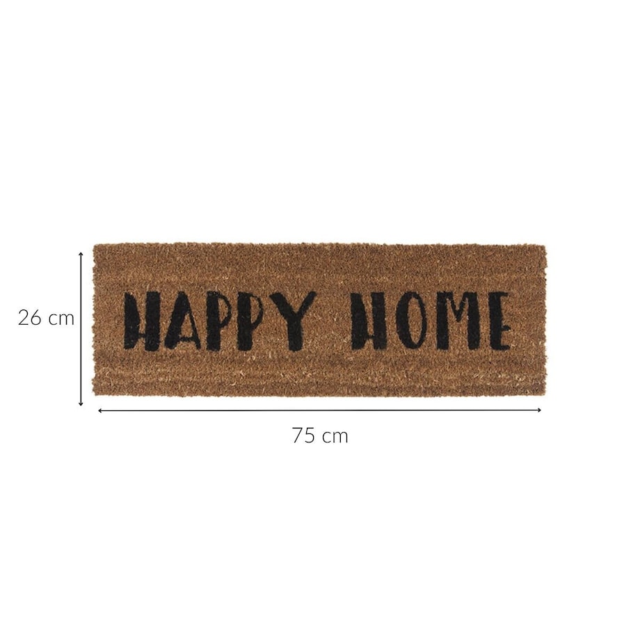 Wycieraczka pod drzwi z włókna kokosowego HAPPY HOME, 75 x 26 x 2 cm