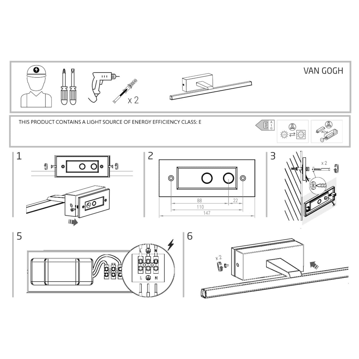 Lampa ścienna 10286 VAN GOGH LED S Czarny Nowodvorski