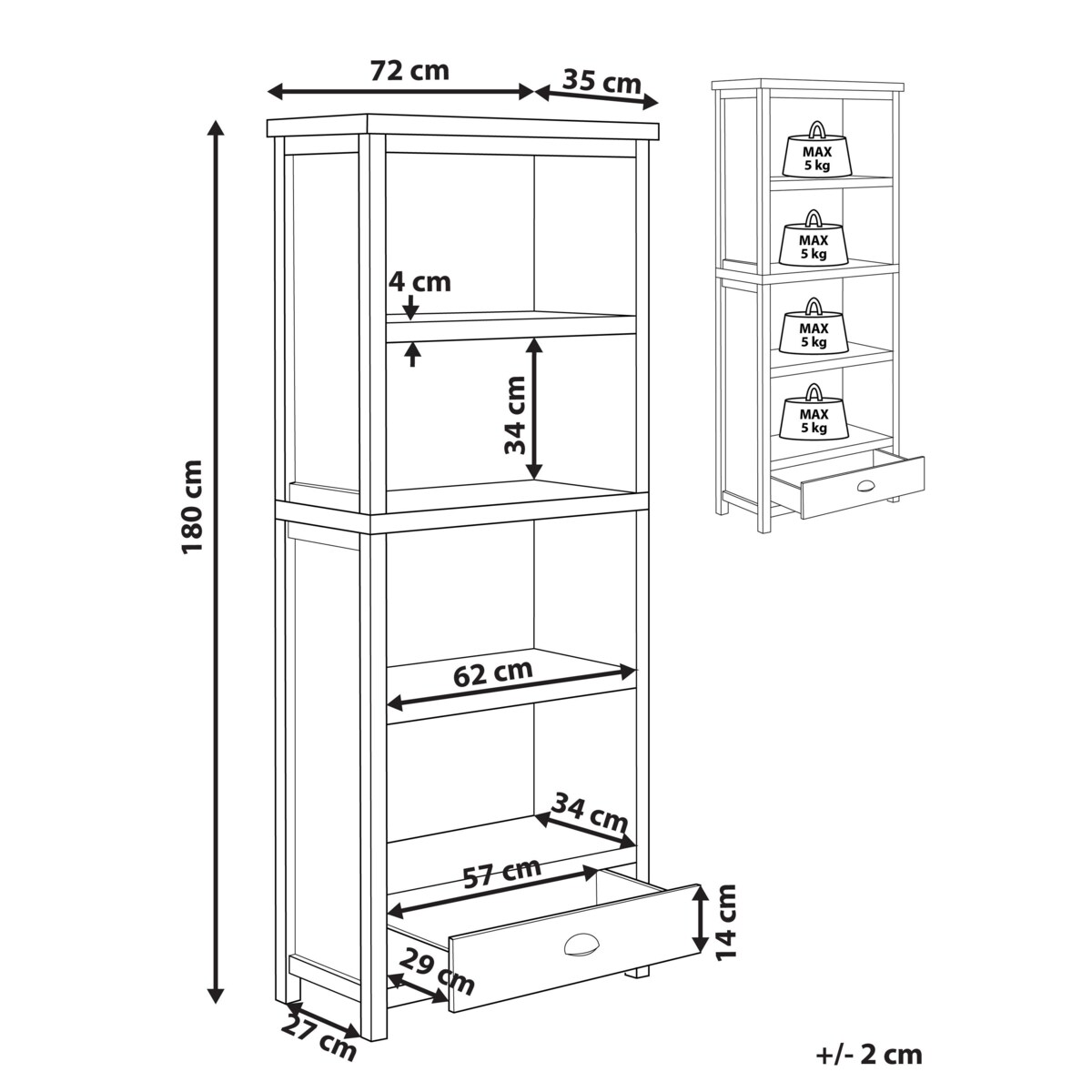 Regał 4 półki szary CLIO