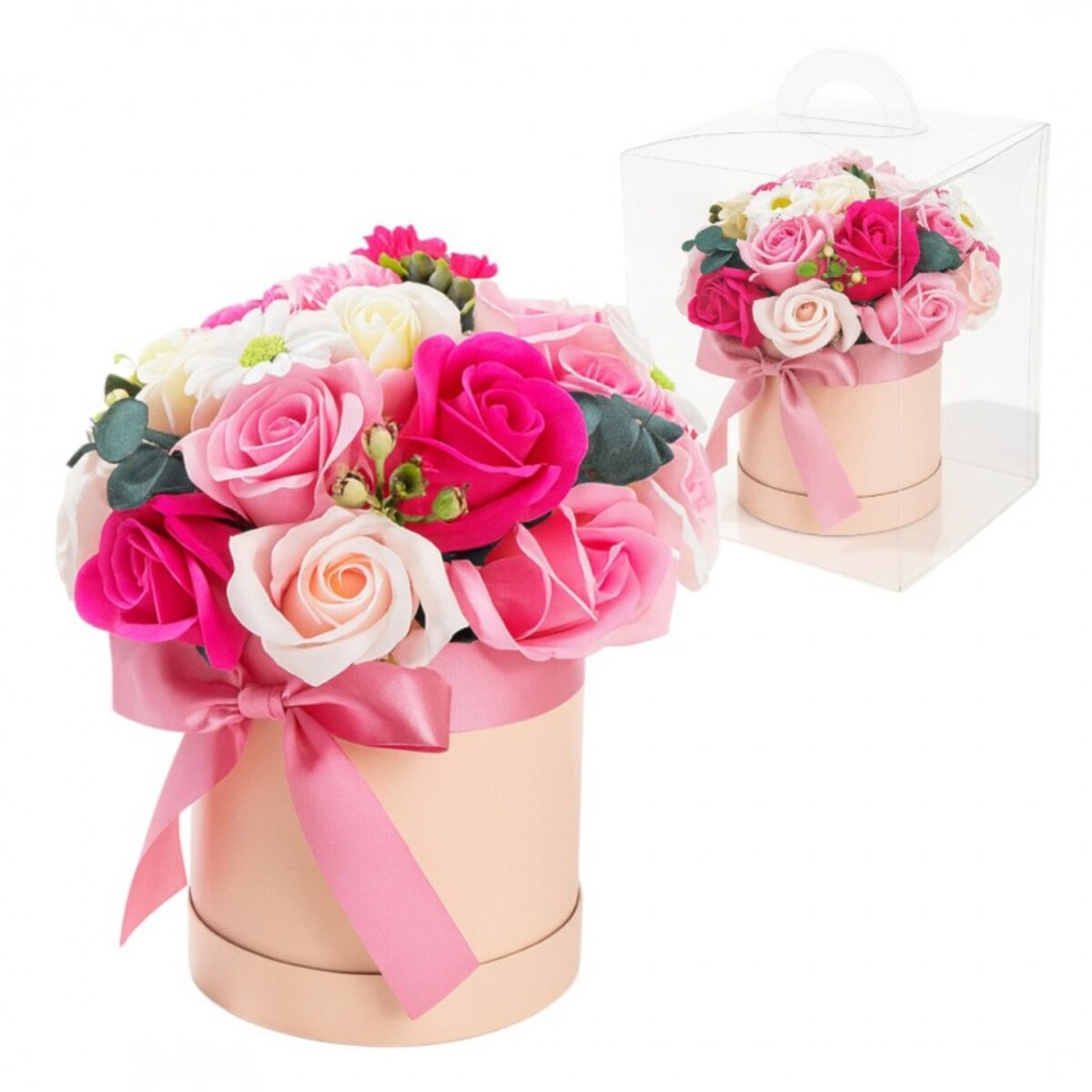 Flower box, bukiet zapachowych kwiatów mydlanych w pudełku 16х16x23cm BUK23