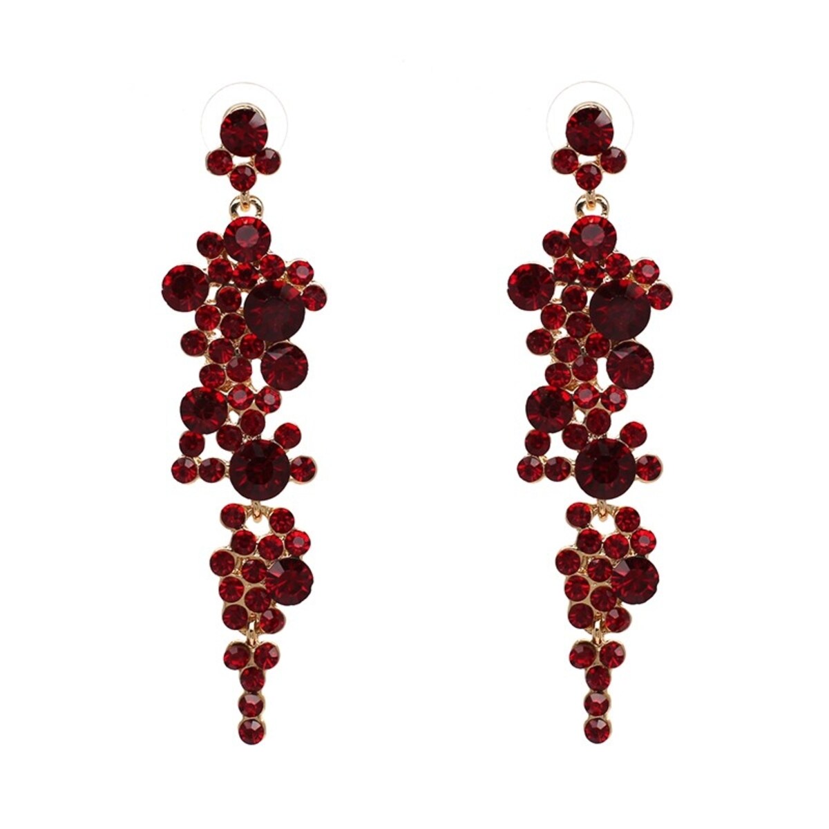 Kolczyki czerwone złote RUBINOWE długie cyrkonie