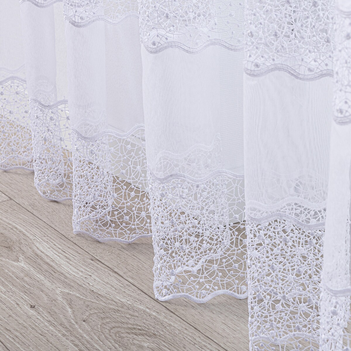 Firana na taśmie wave 300x245 biały ze wzorem