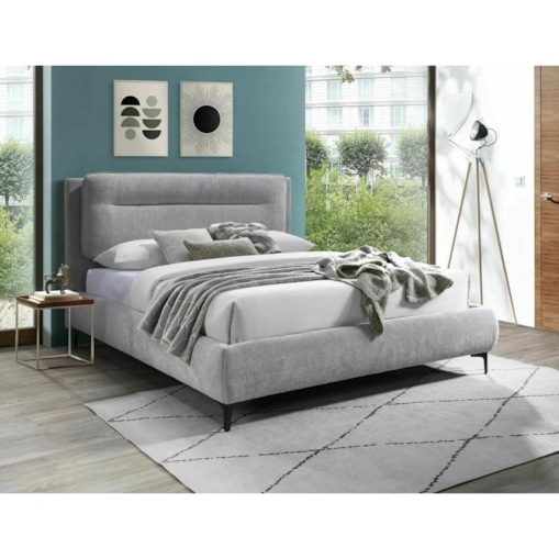 Łóżko tapicerowane NIKOZJA RAVEN 160x200 jasnoszare