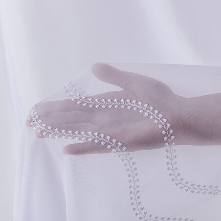 Firana na haczykach flex pojedynczych, biały z przeszyciem, Woale i firany