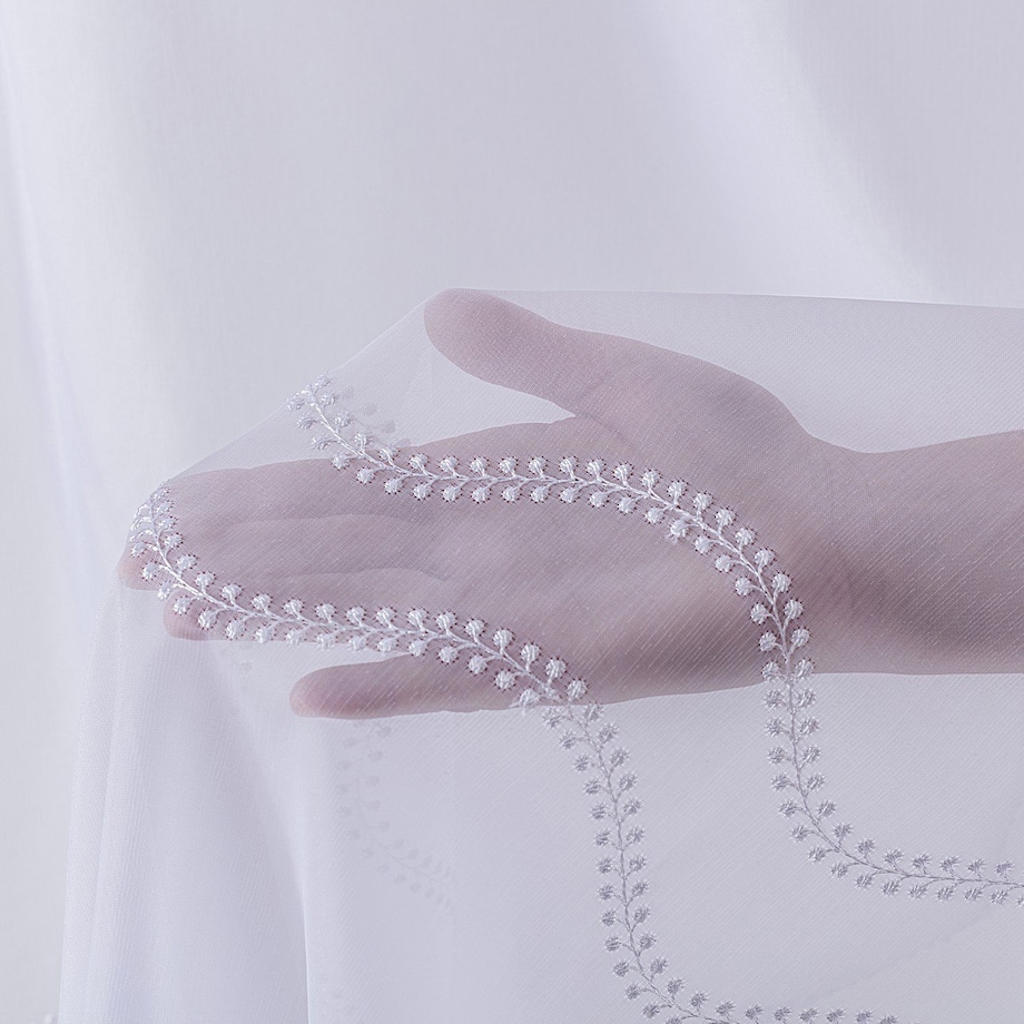 Firana na haczykach flex pojedynczych, biały z przeszyciem, Woale i firany