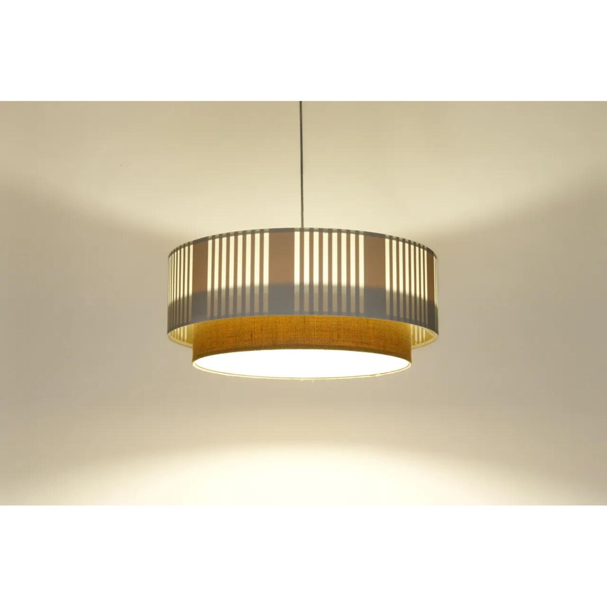 Lampa wisząca DUO LAMI LINE 60x25 biała/jutowa