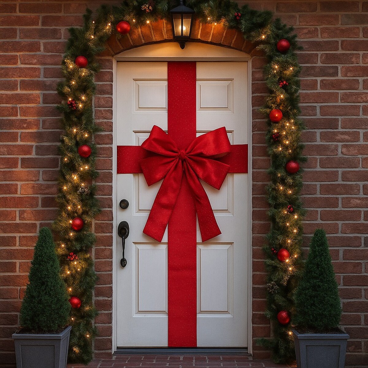 Świąteczna dekoracja na drzwi, kokarda, 33 x 42 cm