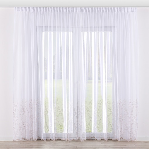 Firana na taśmie 300x245 biały ze złotym wzorem