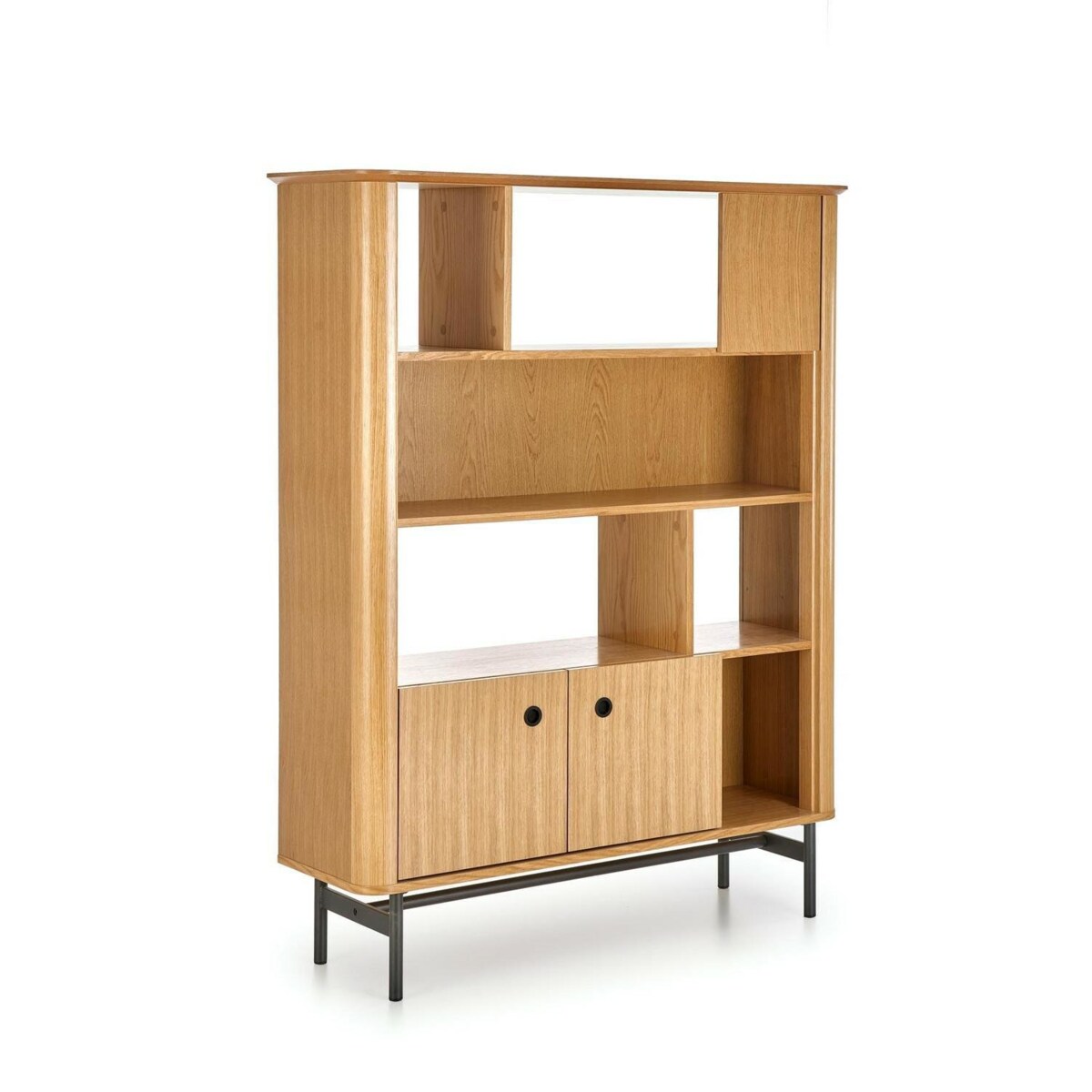 REGAŁ Zefir SZEROKI 117x37x153 cm dąb/czarny MDF W OKLEINIE