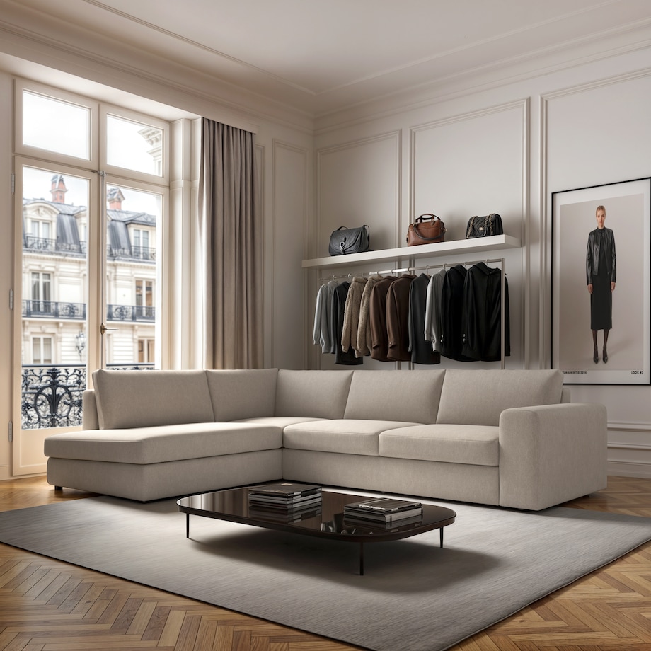 Sofa narożna lewa Baga jasno beżowa