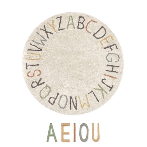 Dywan Bawełniany ABC Kolory i Litery, Ø120 cm, Lorena Canals