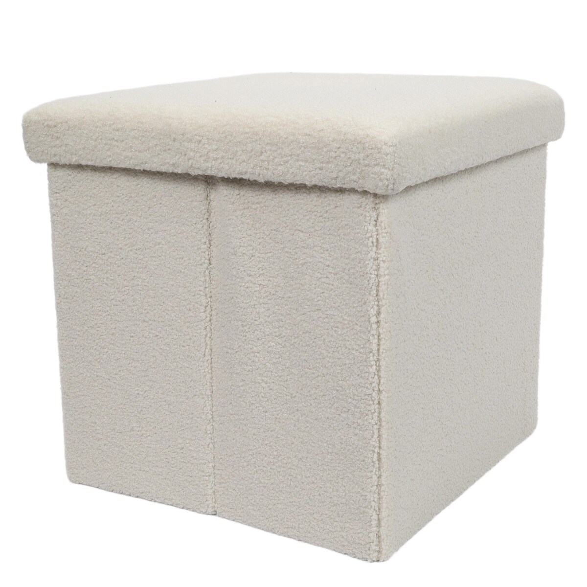 Pufa ze schowkiem boucle BINI, 38 x 38 x 38 cm