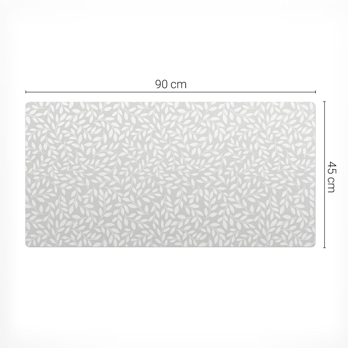 Szara mata na biurko Liściasty wzór, 90x45 cm