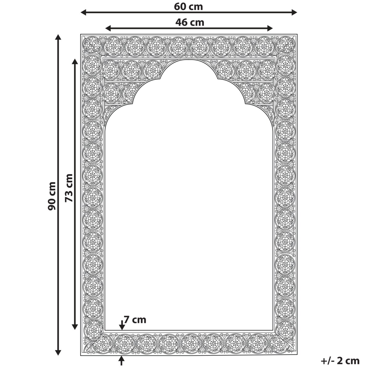 Lustro ścienne PALI 60 cm 90 cm Metal Złoty