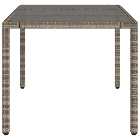 vidaXL Stół ogrodowy ze szklanym blatem, szary, 150x90x75cm, rattan PE