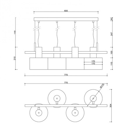 ENKEL 4 czarna sufitowa lampa wisząca
