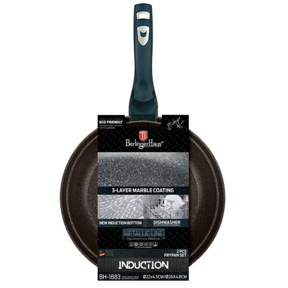 Zestaw Patelni Granitowych 22/26Cm Berlinger Haus Aquamarine Bh-1883