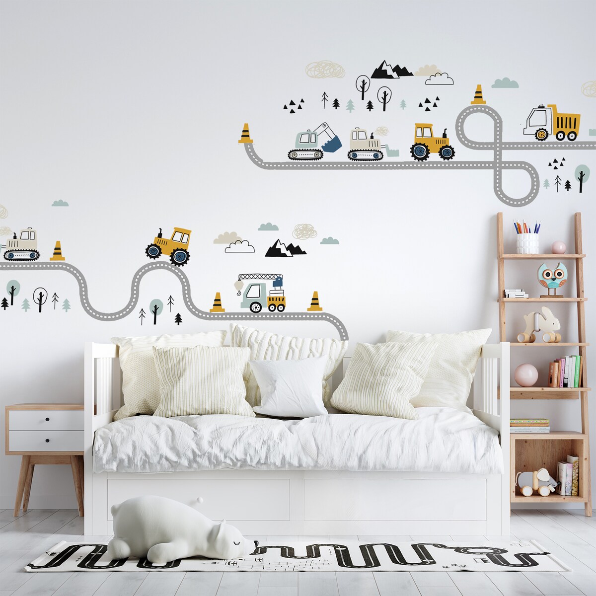 naklejki na ścianę do pokoju dziecka, sipo, traktory na ulicy