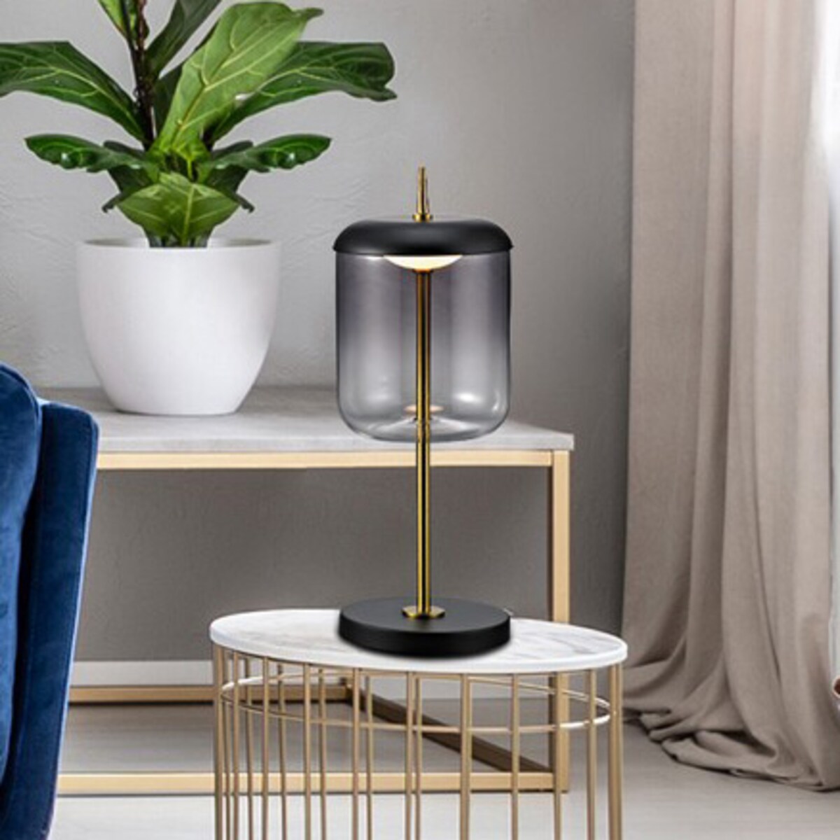 Stołowa LAMPA stojąca DELICE 5026 Rabalux szklana LAMPKA biurkowa skandynawska LED 6W 4000K czarna przydymiona