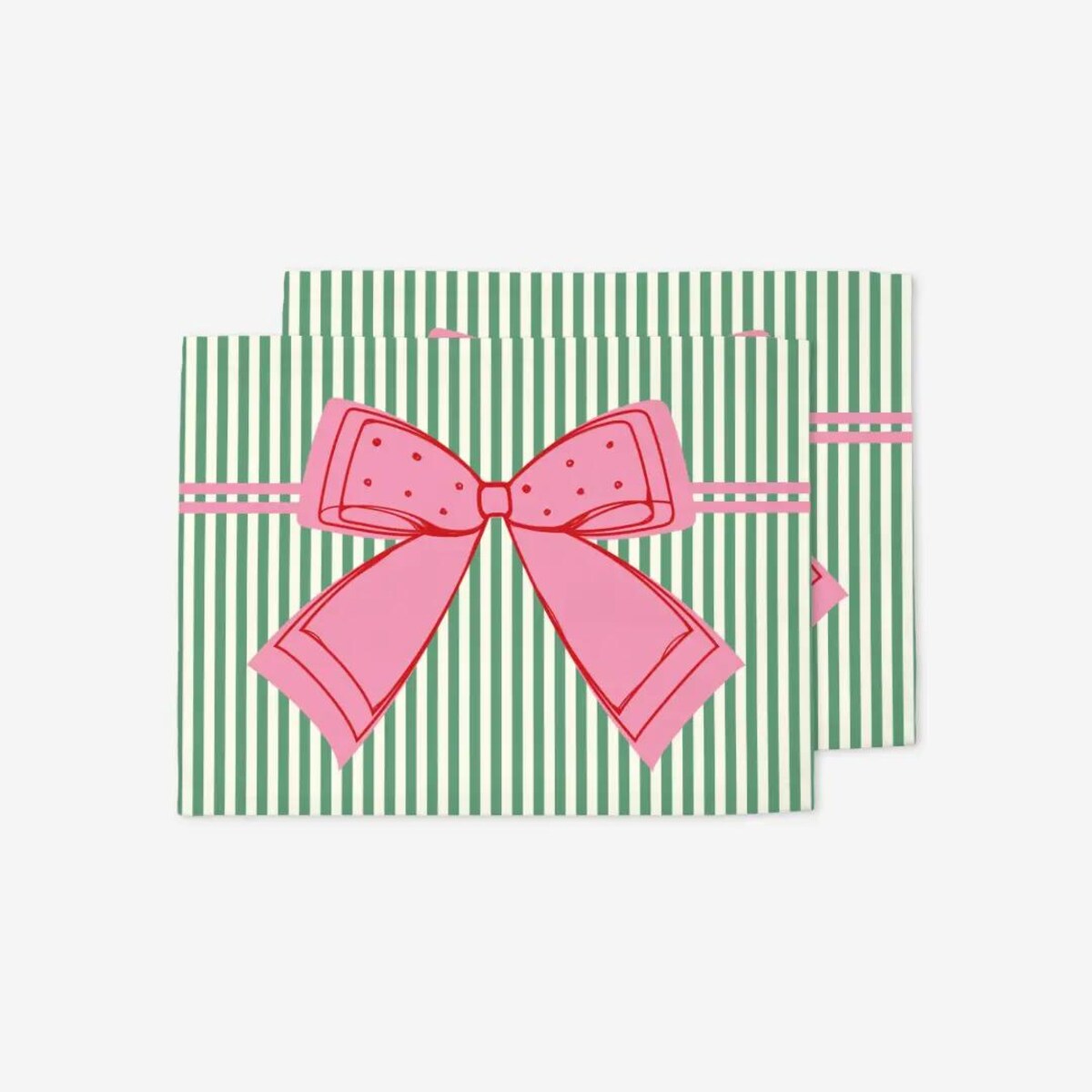 Podkładki świąteczne - Kokardka - zielone paski