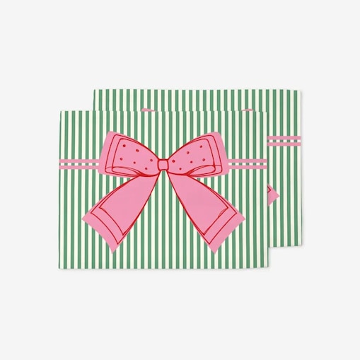 Podkładki świąteczne - Kokardka - zielone paski