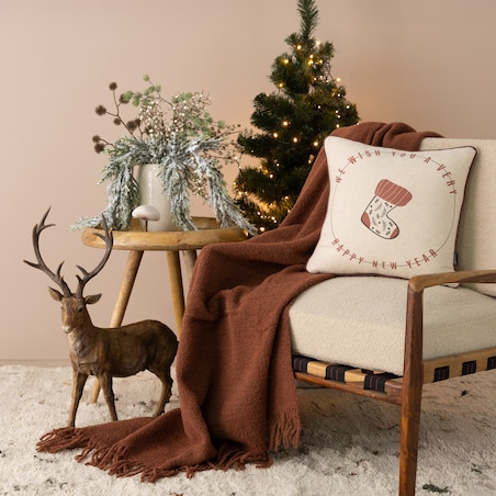 Poszewka na poduszkę Festive Stocking 43x43 cm boże narodzenie, święta, świąteczne, beżowy, 43x43 cm