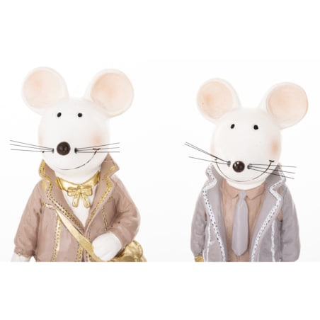 Dekoracja - para uśmiechniętych myszek 21x9x7 i 21x7x7 cm TOPI
