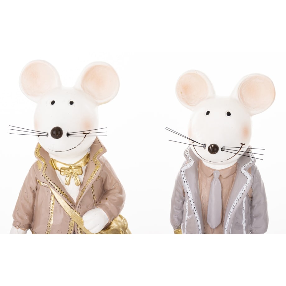Dekoracja - para uśmiechniętych myszek 21x9x7 i 21x7x7 cm TOPI