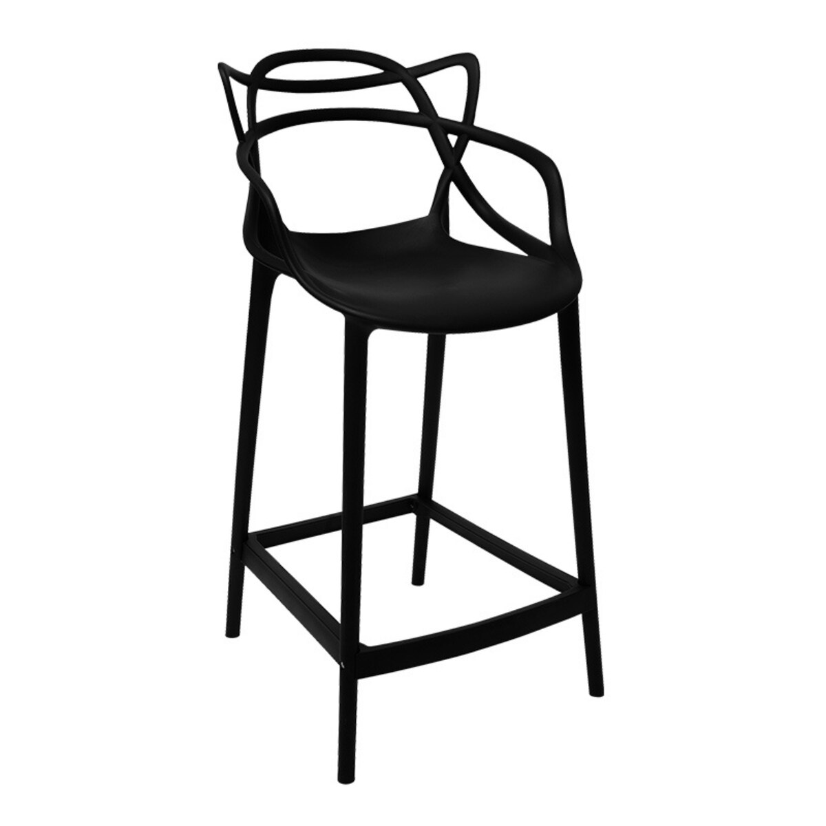 Hoker barowy plastikowy czarny ażurowy nowoczesny plastikowy do wyspy loft