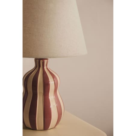 Lampa stołowa Jolira ceramiczno-lniana 40 cm, paski bordowe