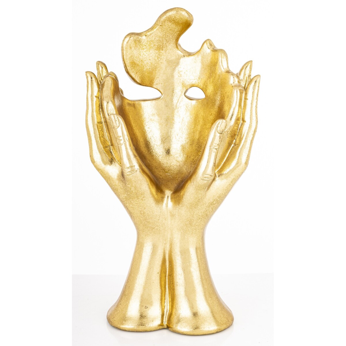 Dekoracja złota maska w kobiecych rękach 30x16x12 ASPETTO