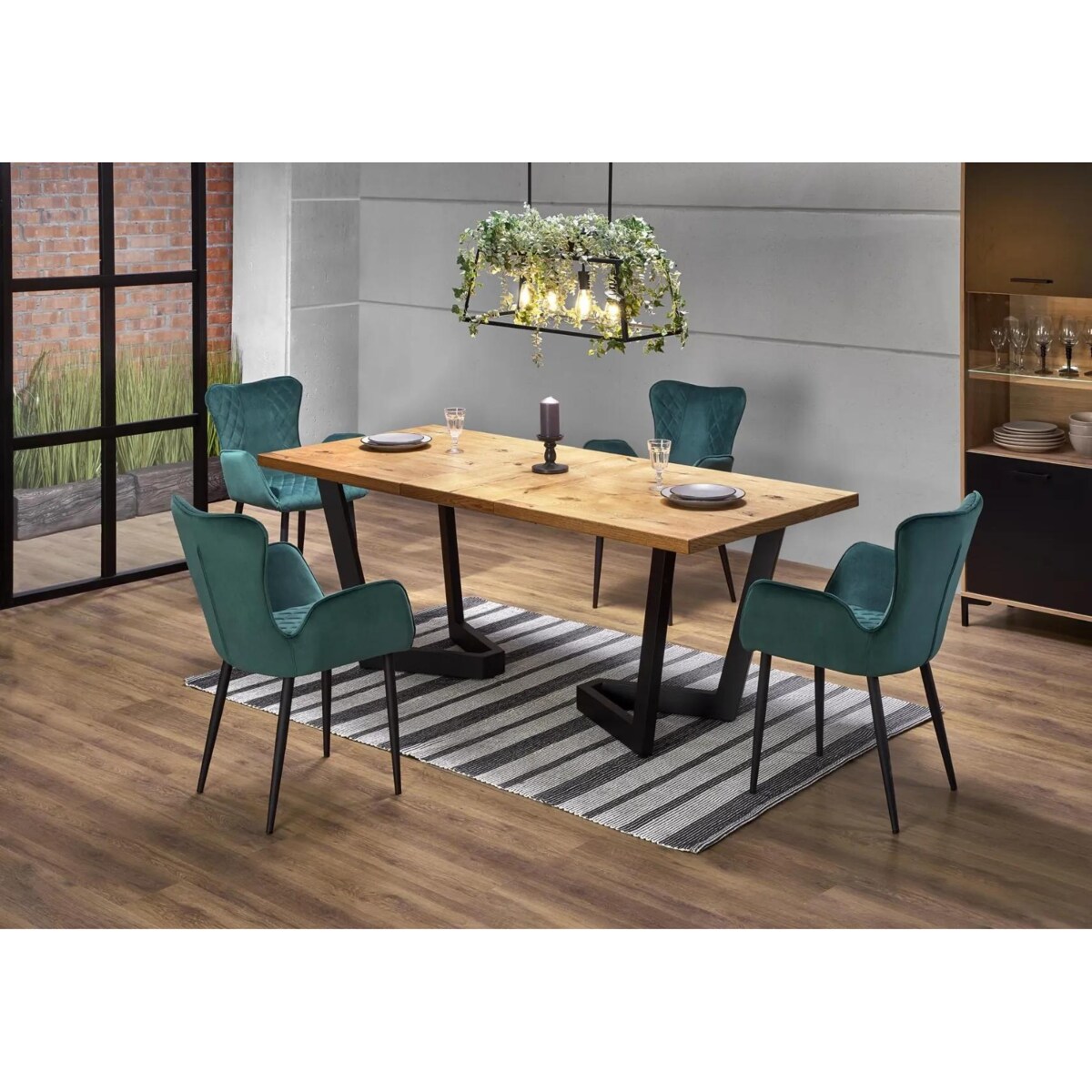 Stół rozkładany MASSIVE 160(250)x90 jasny dąb/czarny